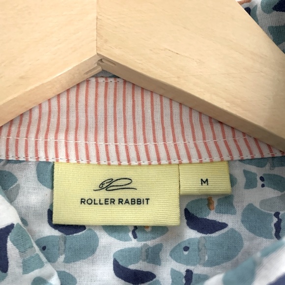 NWOT Roberta Roller Rabbit Men’s Medium button down Zoo shirt. Fish pattern - Picture 5 of 8